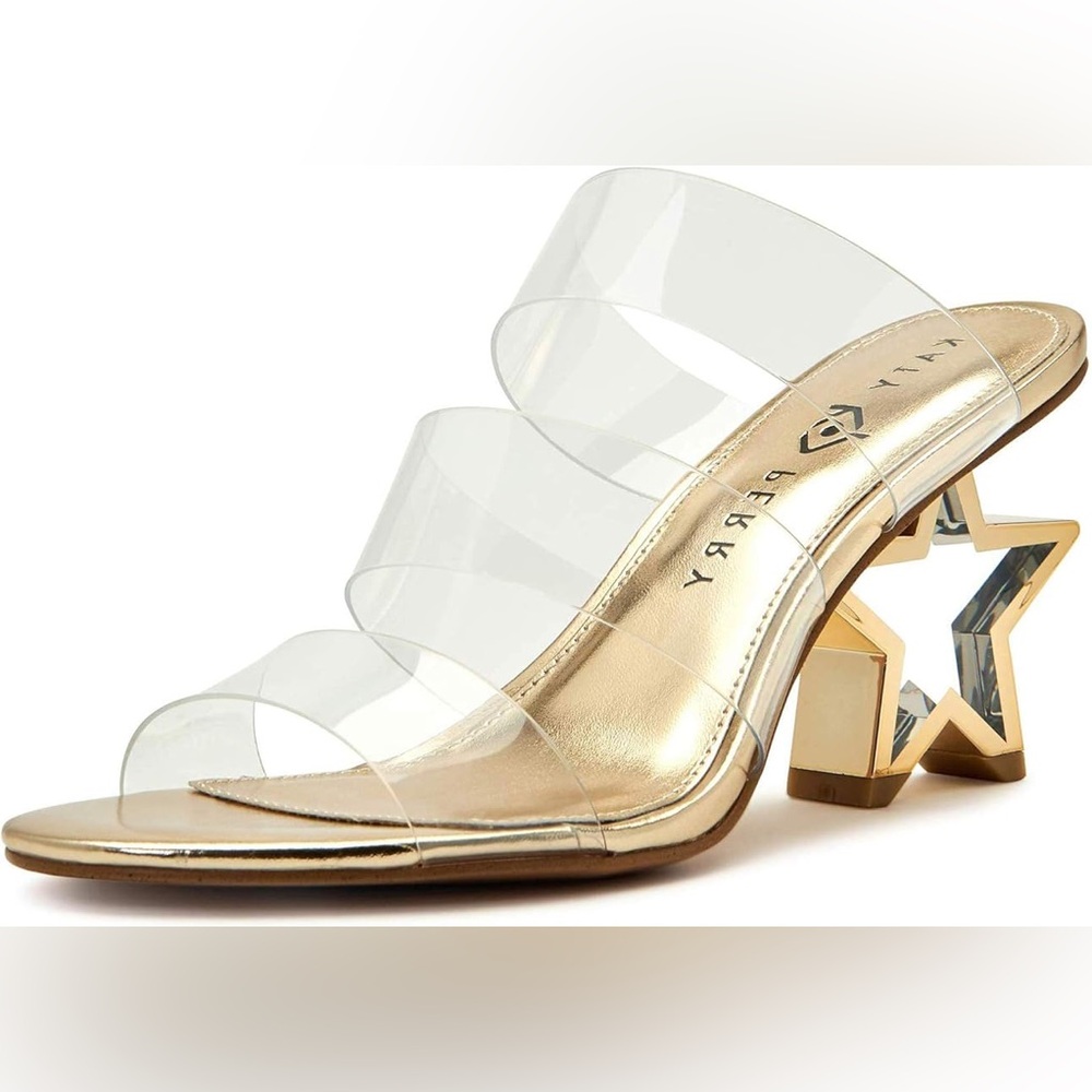 Katy Perry womens The Star Heeled Triple Banded Clear Upper Sandal Heeled Sandal